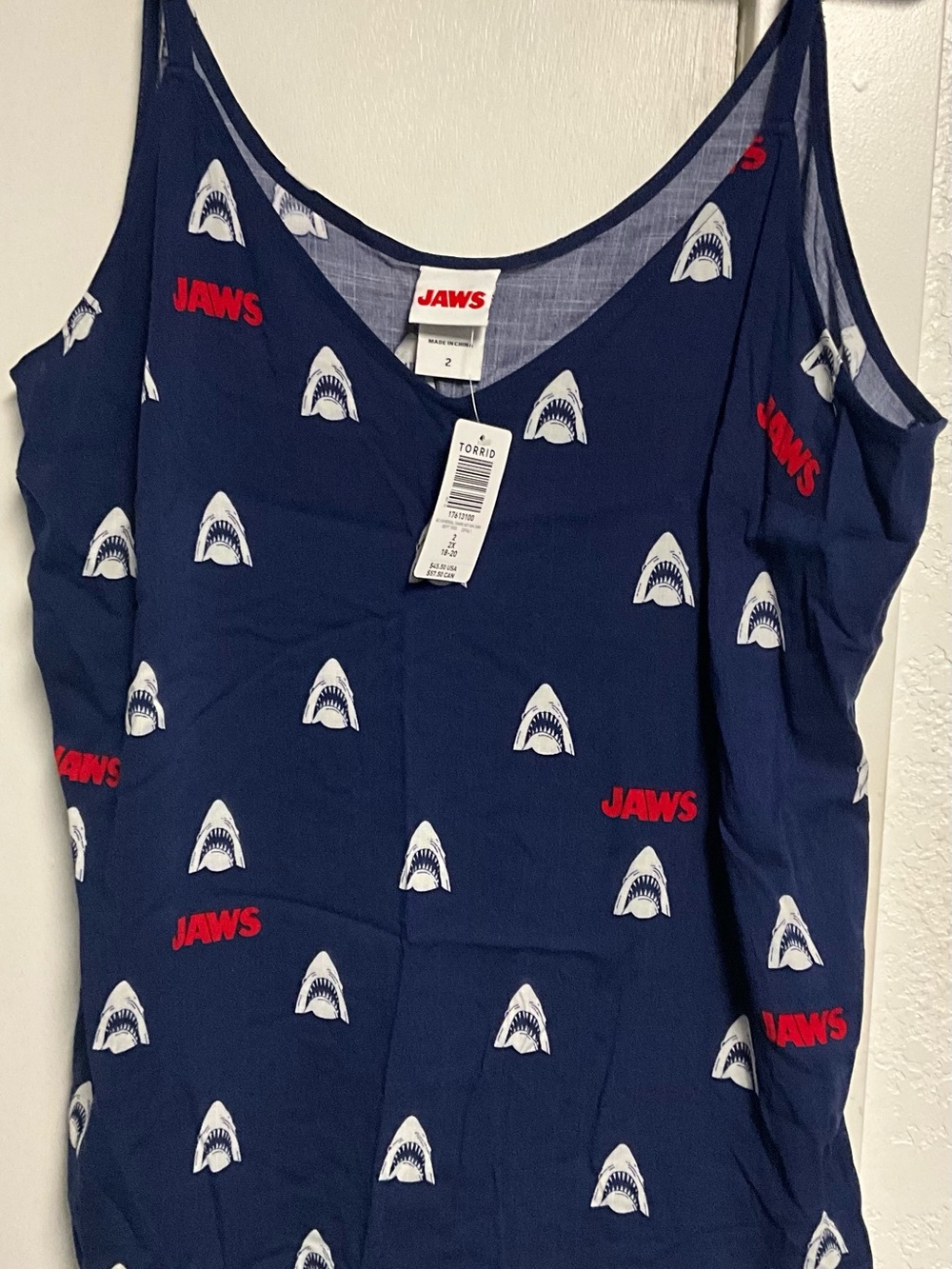 Torrid Navy Jaws Shark Print Tank Top